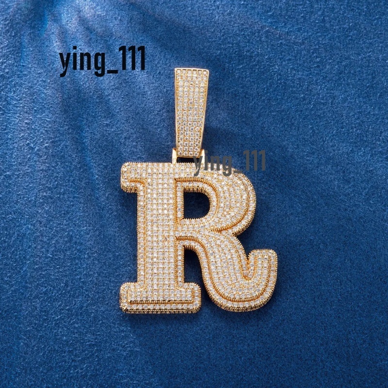Custom Iced Out VVS Moissanite Custom Chain Pendant Pass Diamond Tester Hip Hop Initial Letter Pendant Alphabet R Necklace