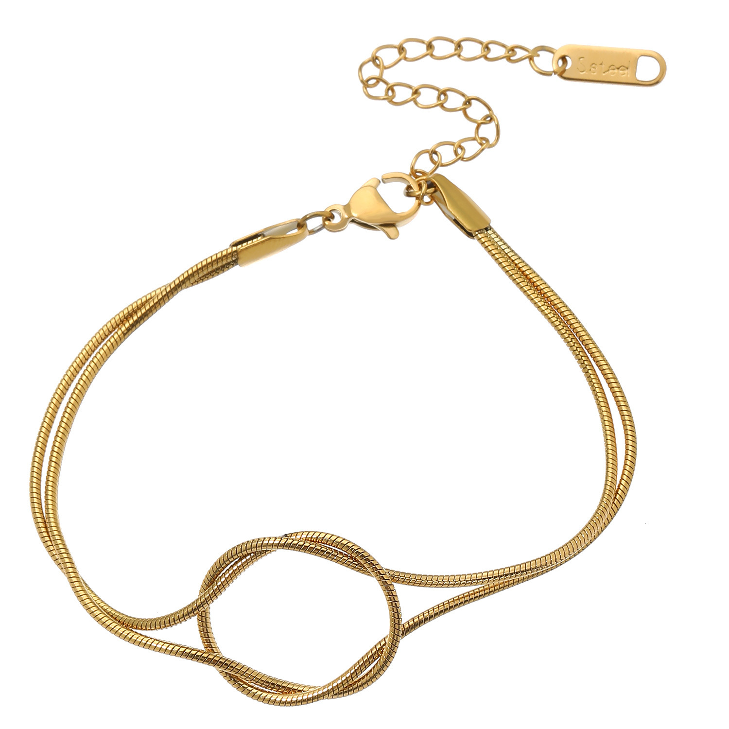 New Simple Knot Couple Bracelet Niche Design Fashion Stainless Steel Snake Bone Chain Jewelry