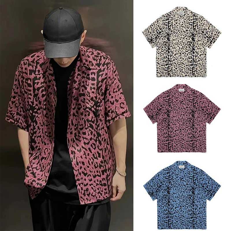 New Gradient Leopard Full Print Chaopai Hawaiian Short Sleeve Mens 1 1 High Quality Casual Top T-shirt X250410
