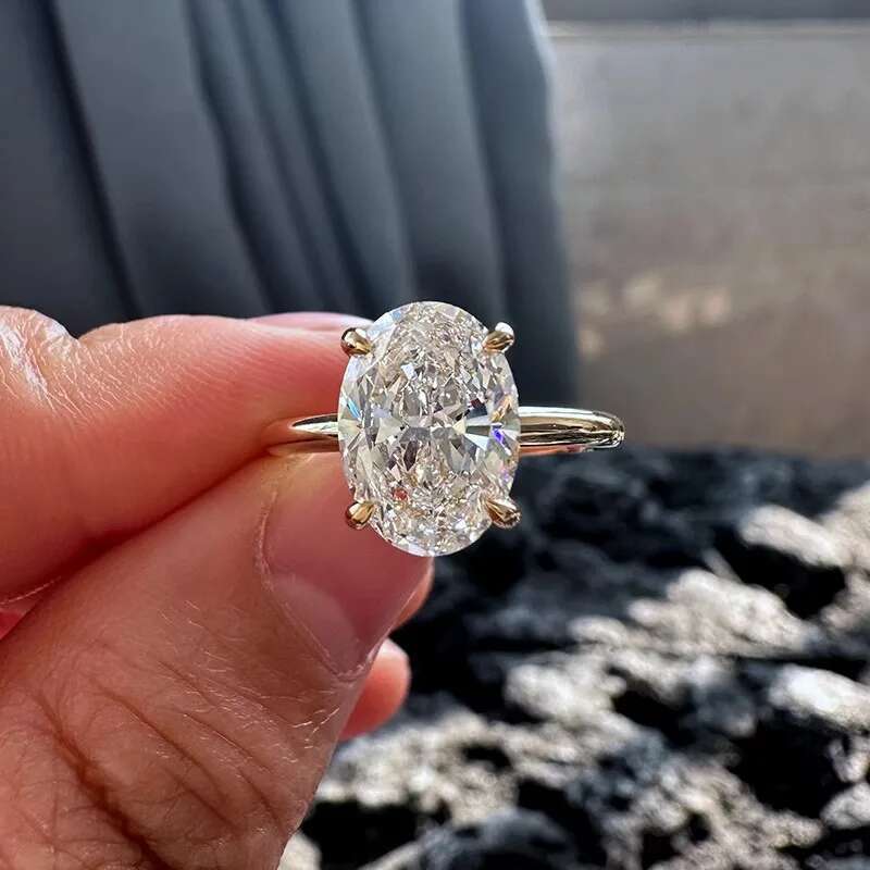1 2 3 4 5 6 Carat Au375 9K Yellow Gold Ring Oval shape moissanite Diamonds Women Wedding Party Engagement Ring Classic Trendy