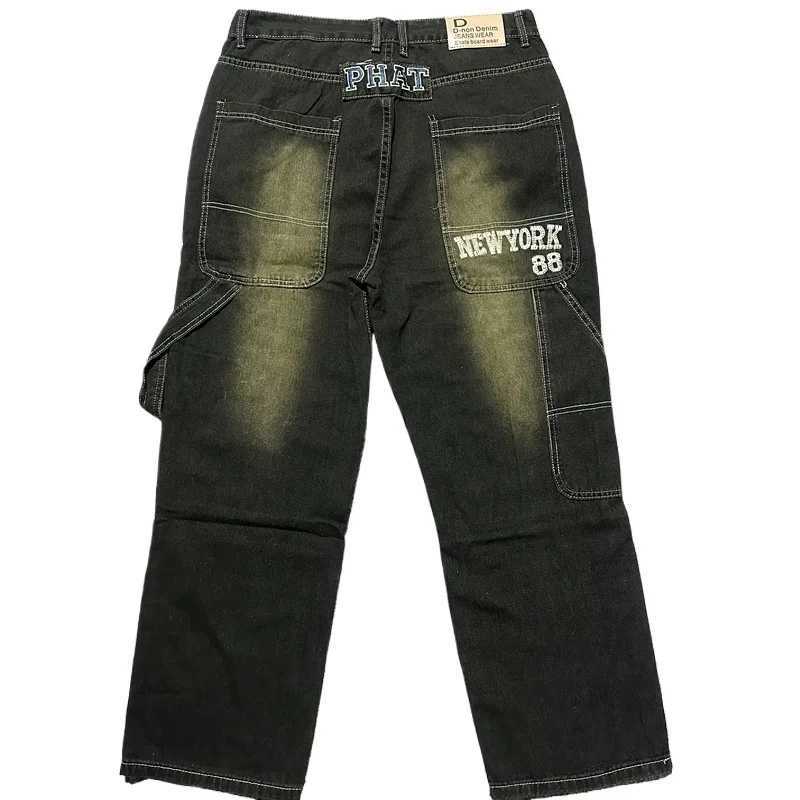 American Fashion Trend Joker Pattern Embroidered Loose Jeans Women Street Y2K New Hip Hop Oversized Wide-leg Pants Unisex Jeans C251110