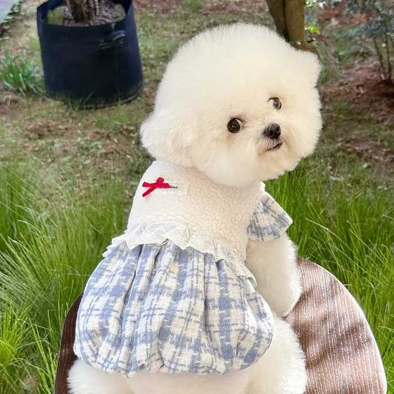 Lambswool Dog Clothes Thickened Teddy Pumpkin Skirt Pet Warmth Pullover Female Dog Winter Dress Dog Products J251110