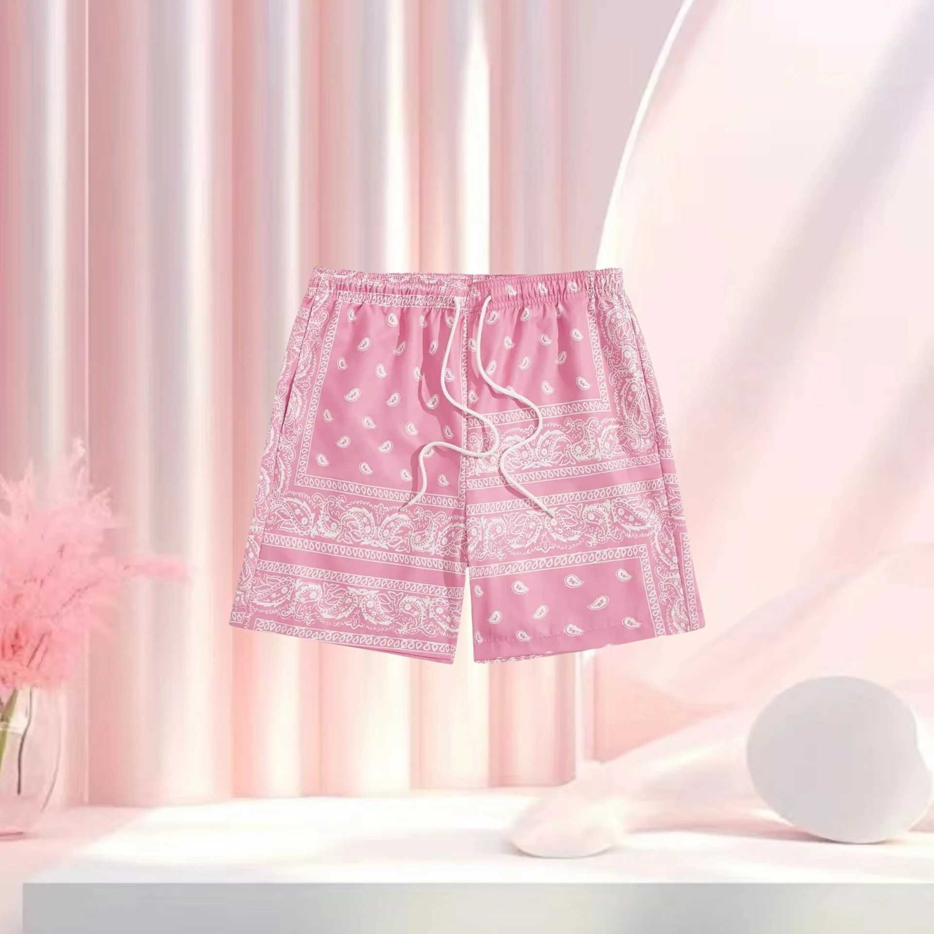 2025 Mens Extra Free Shpping Shorts Mens Bohemian Brushed Waist Paisley Printed Summer Beach Shorts Mens X250410