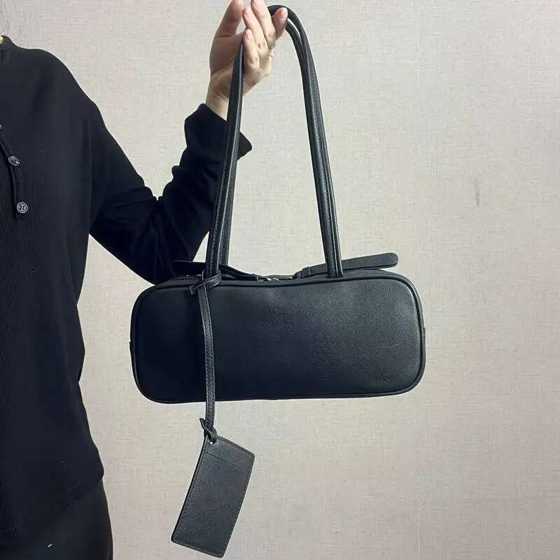 Women's Rectangular Urious Design Genuine Leather Pillow Bag Double Shoulder Strap Underarm Wallet Handbag