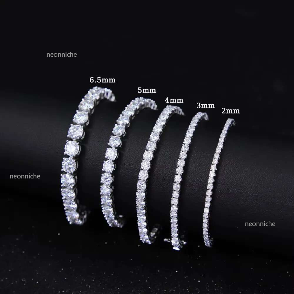 2mm-6.5mm 100% Passed Dia Test S Sier With GRA VVS Moissanite Tennis Chain Ready to Ship for Necklace