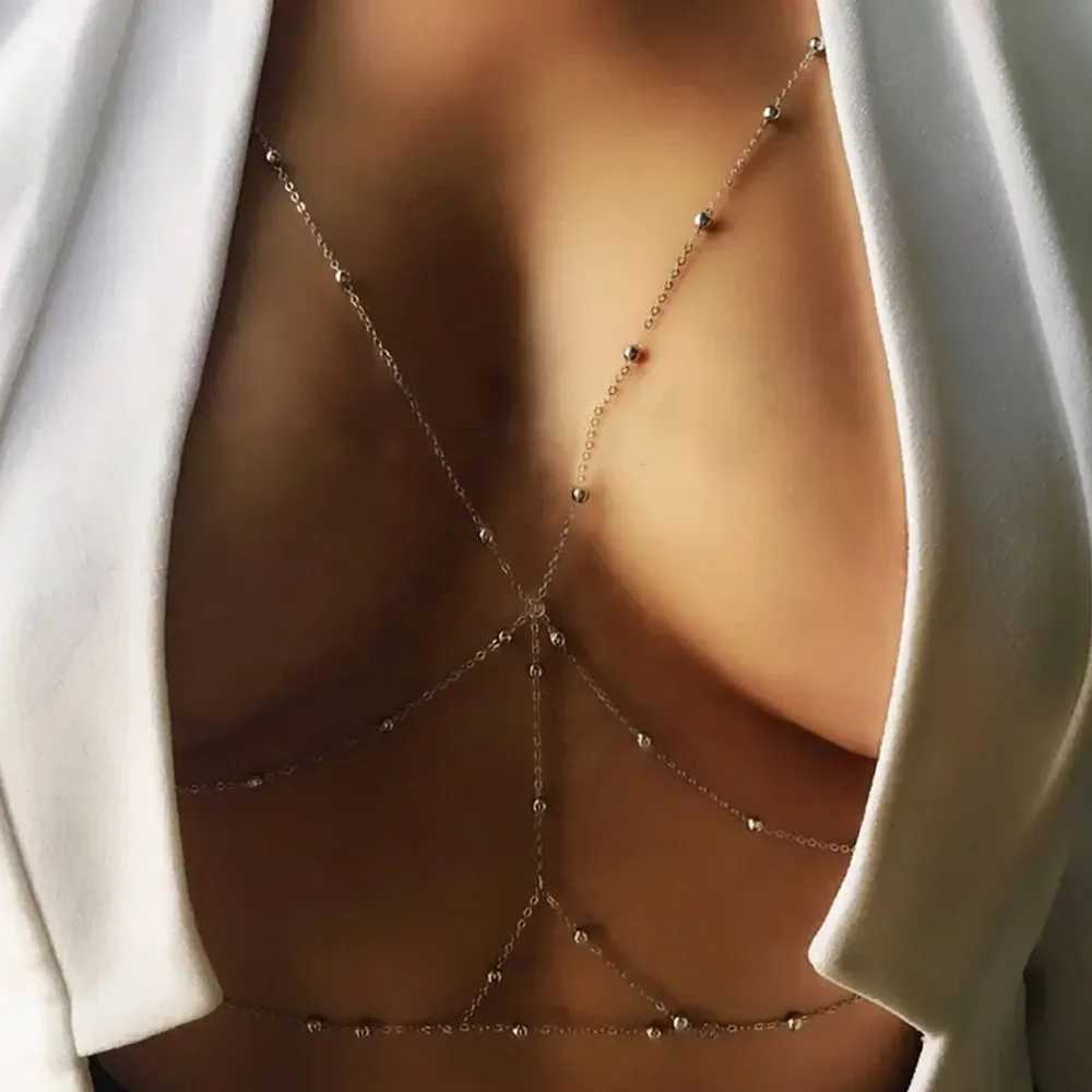 Rave Fashion Simple Chest Chain Necklace Bikini Jewelry Accessories Hot Summer Sexy Bra for Wens Fem Underwear Top Gift X250410