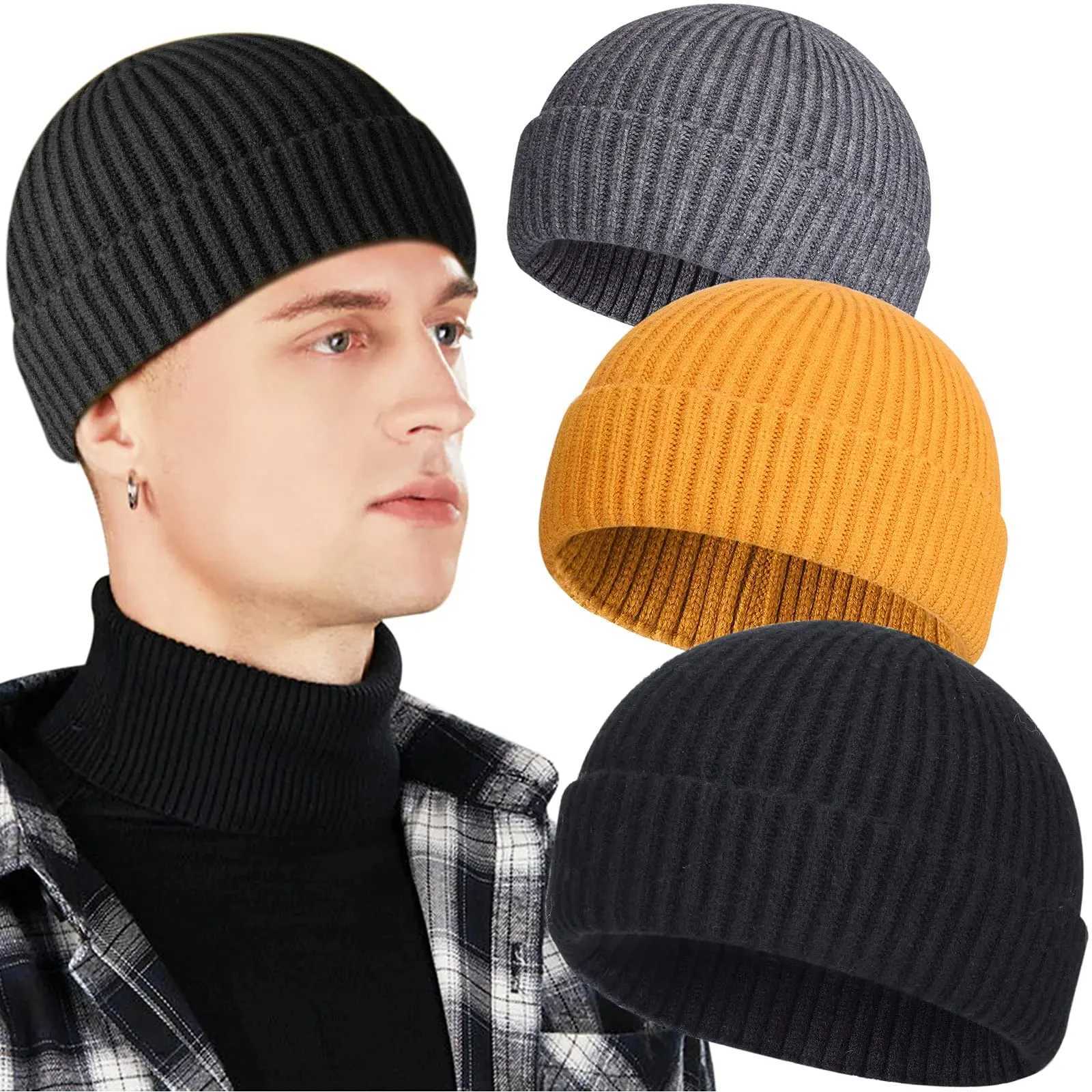 Winter Warm Unisex Wool Beanies Caps Fisherman Hat for Men Short Knit Watch Cap Cuffed Trawler Hats Hip Hop BonnetXJ251110
