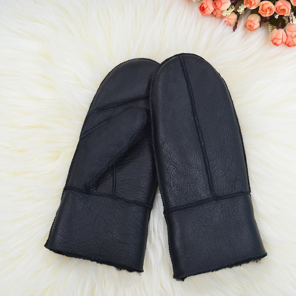 Sheepskin Fur One Finger Mittens High Quality Womens Leather Wool Winter Warmth Thickening Outdoor Cold-Proof Wind-Proof Gloves 251106