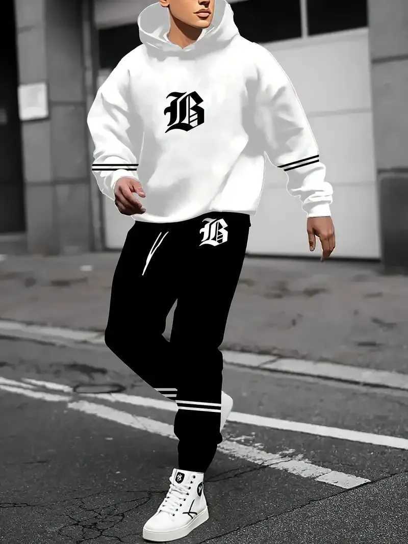 The new mens set for Spring and Autumn 2025 features a casual fashionable soft and comfortable 3D letter pattern print W251110