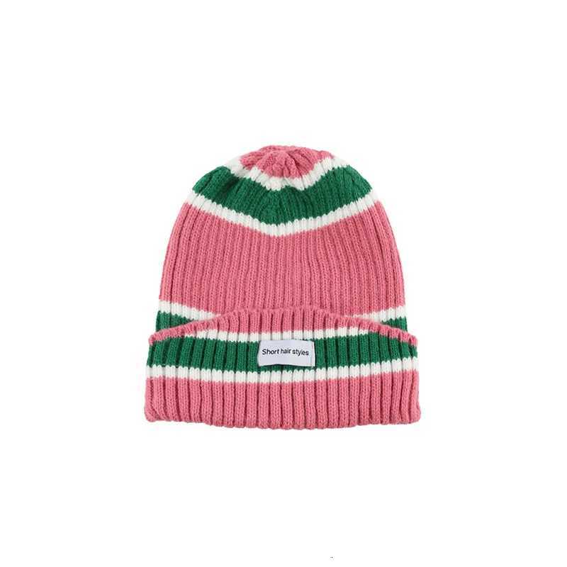 Striped Beanie Winter Hats For Women Knitted Retro Thickened Warm Baggy Cap Trendy Windproof Ear Protector Bonnet FemaleXJ251110
