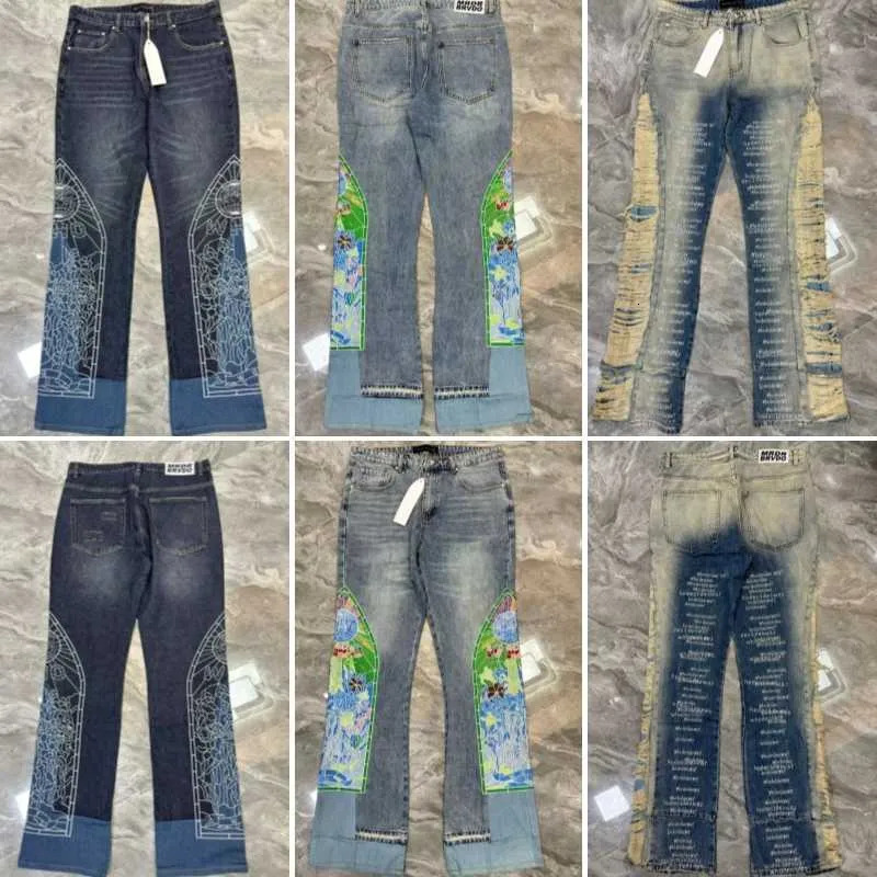 Who Decides War Mens designer Y2K Hip Hop Skateboard baggy jeans trousers WDW Denims USA High Street Catthedral Side Embroidery Multicolor Patched Arch Jogger