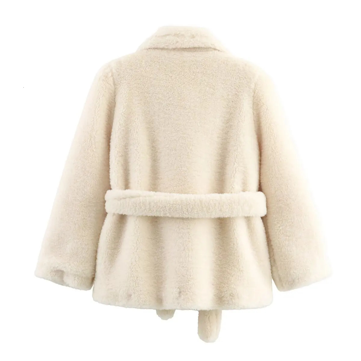 DiYiG WOMAN Autumn Fashion Faux Fur Effect Coat Vintage Long Sleeve with Belt Outerwear Mujer 251110
