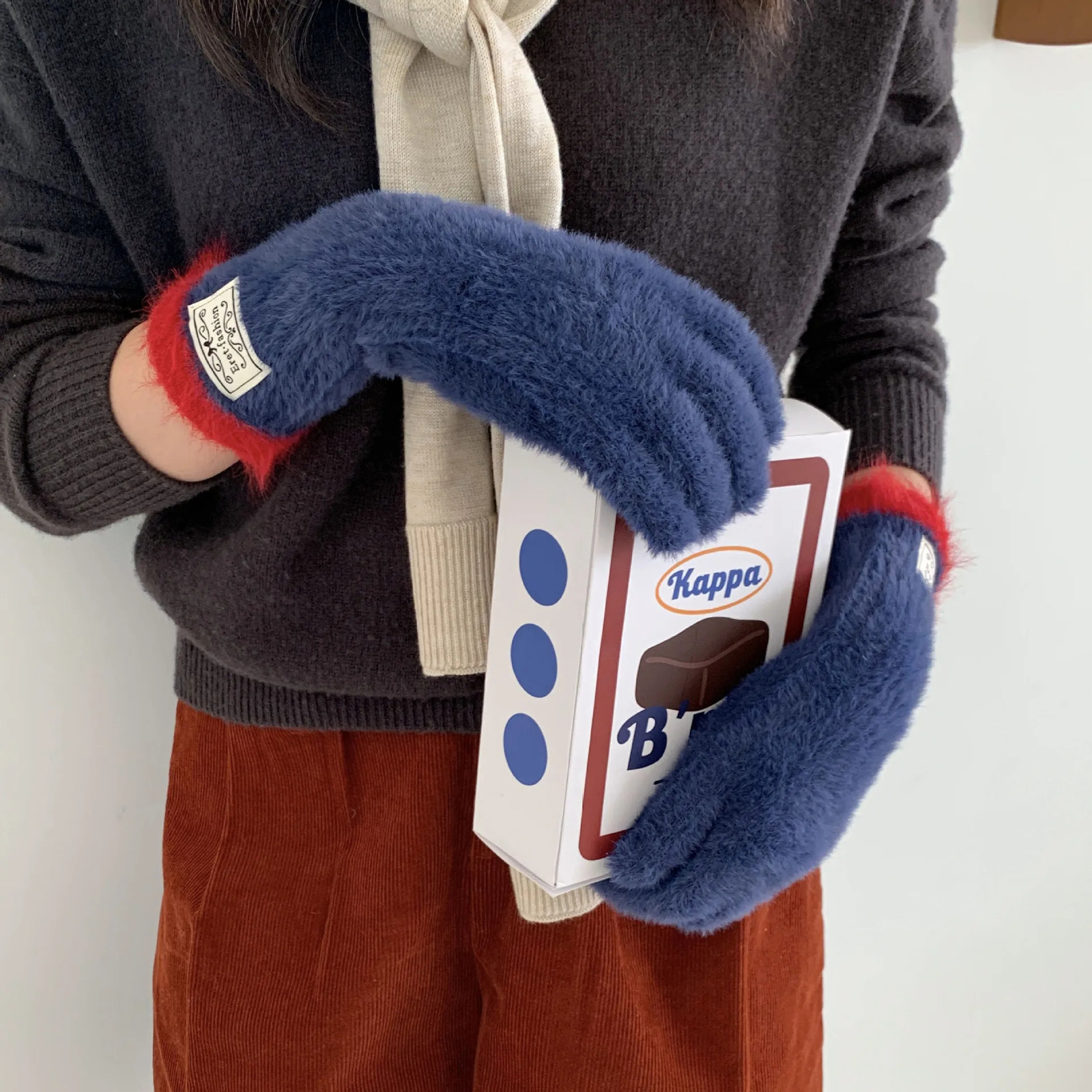 Womens Knitted Gloves Warm Windproof Student Cycling Accessory Anti-Slip Palm Biking Daily School Winter Commute 251106