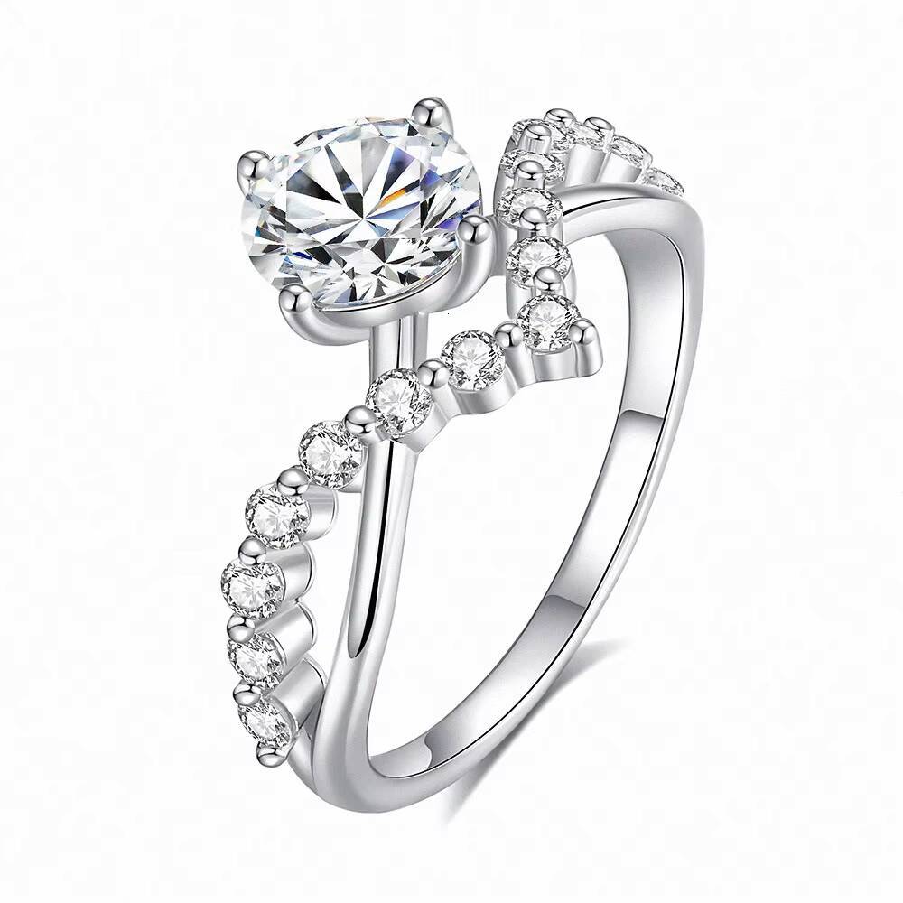 Genuine 925 Sterling Silver Moissanite Couple Ring High-End Luxury Wedding Ring with Light Luxury Temperament Design