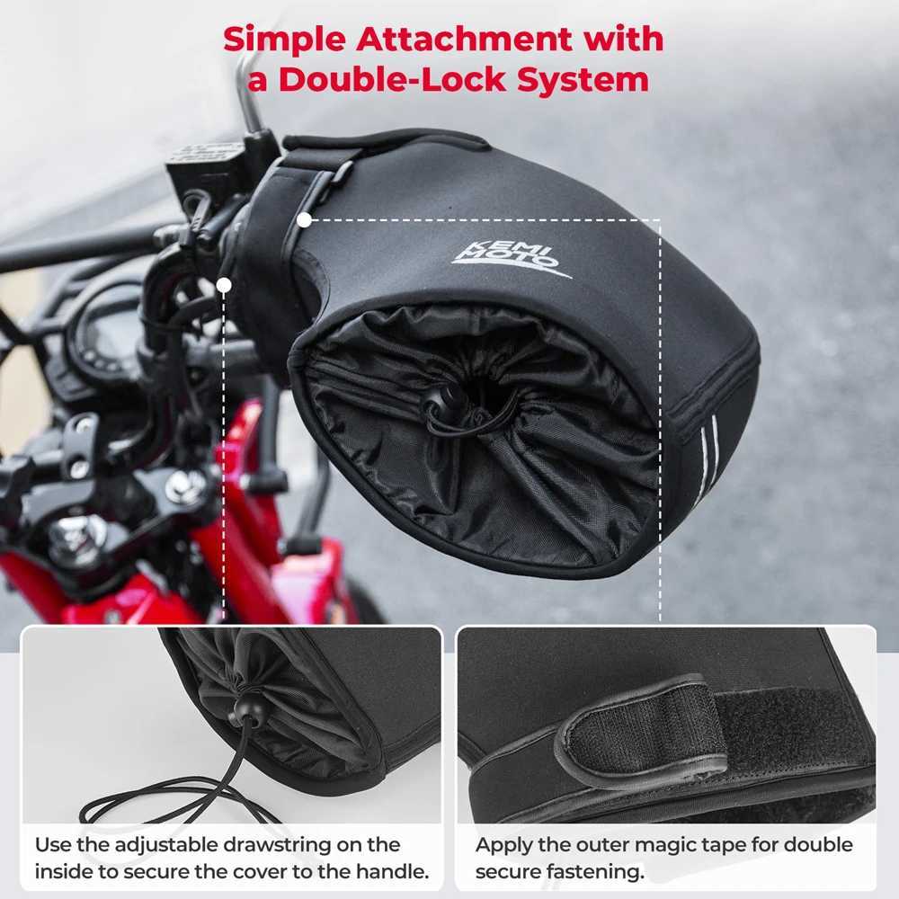 KEMITOUR Motorcycle Handlebar Gloves Scooter Hand Bar Winter Gloves Windproof Waterproof Washable For ATV Snowmobile S25118