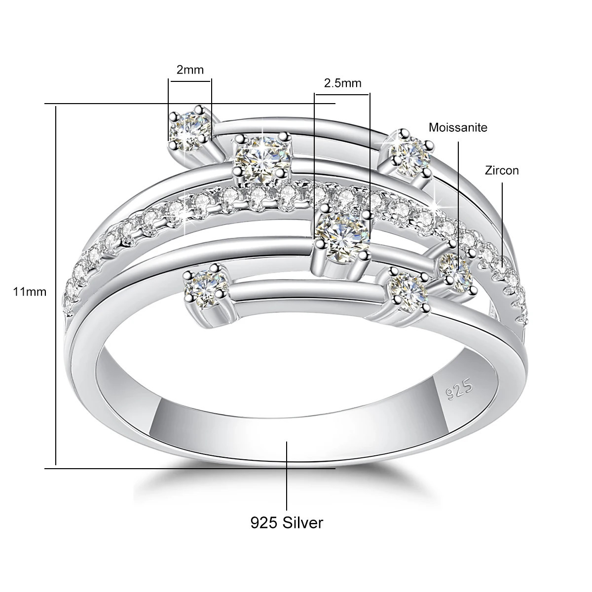 Szjinao Trendy Ring Wedding Band Solid 925 Silver Rings For Women Jewelry Engagement Gift Dropship 251103