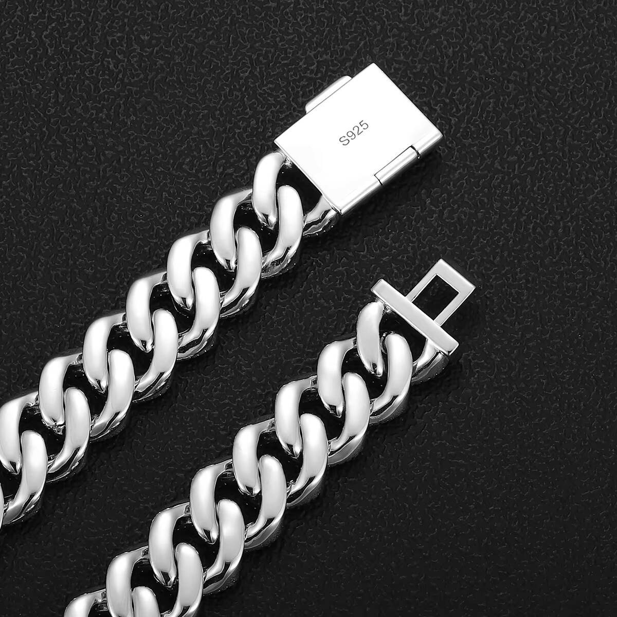 Custom Vvs Moissanite Cuban Link Necklace Iced Out Hip Hop Style White Gold 925 Silver Cuban Chain Fine Men Jewelry