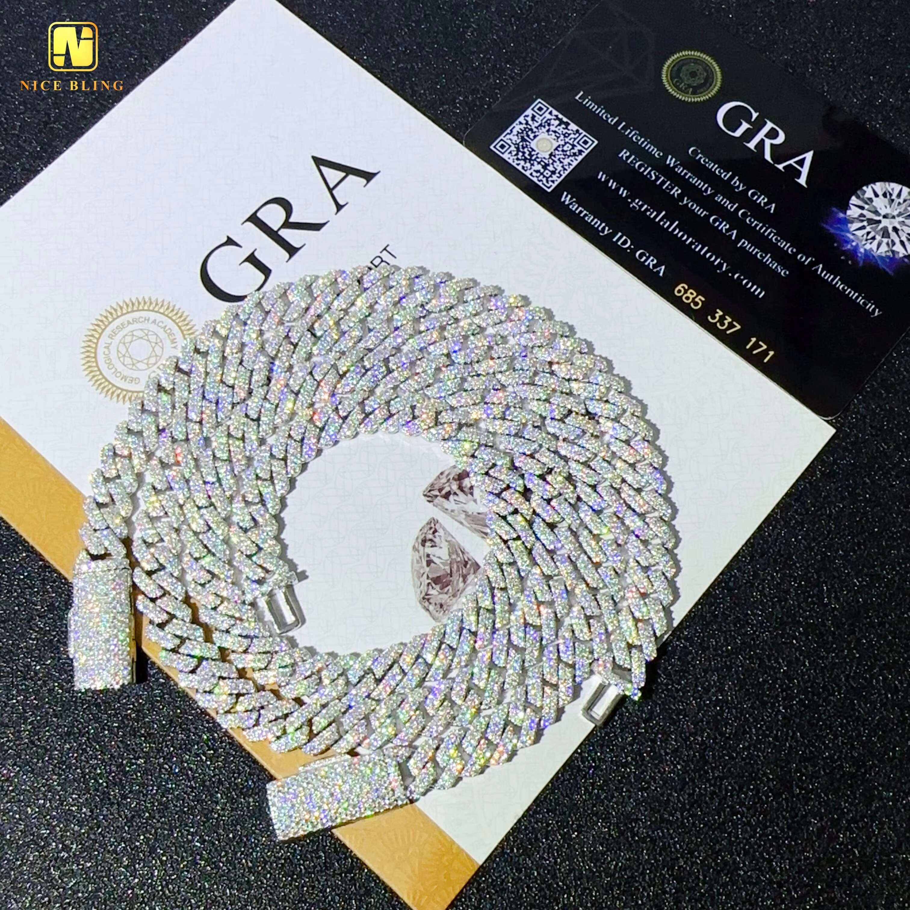 Real Gold Plated 8mm Cuban Link Chains Hip Hop Jewelry 925 Silver Moissanite Cuban Necklaces bracelets