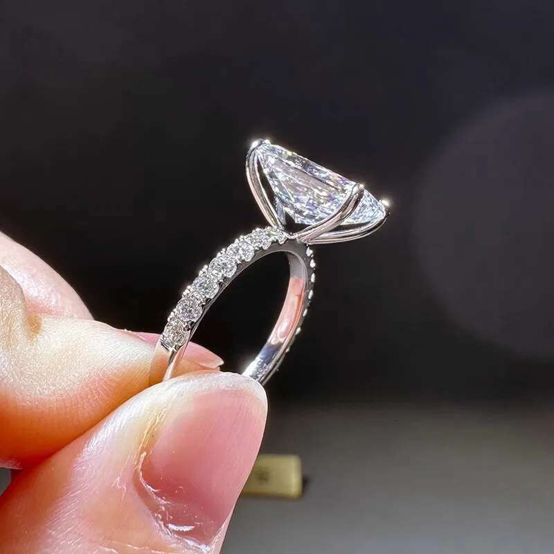 2 3 5 6 8 10 Carat Real Solid 18K White Gold Ring Radiant shape DVVS1 moissanite Diamonds Women Wedding Party Engagement Ring