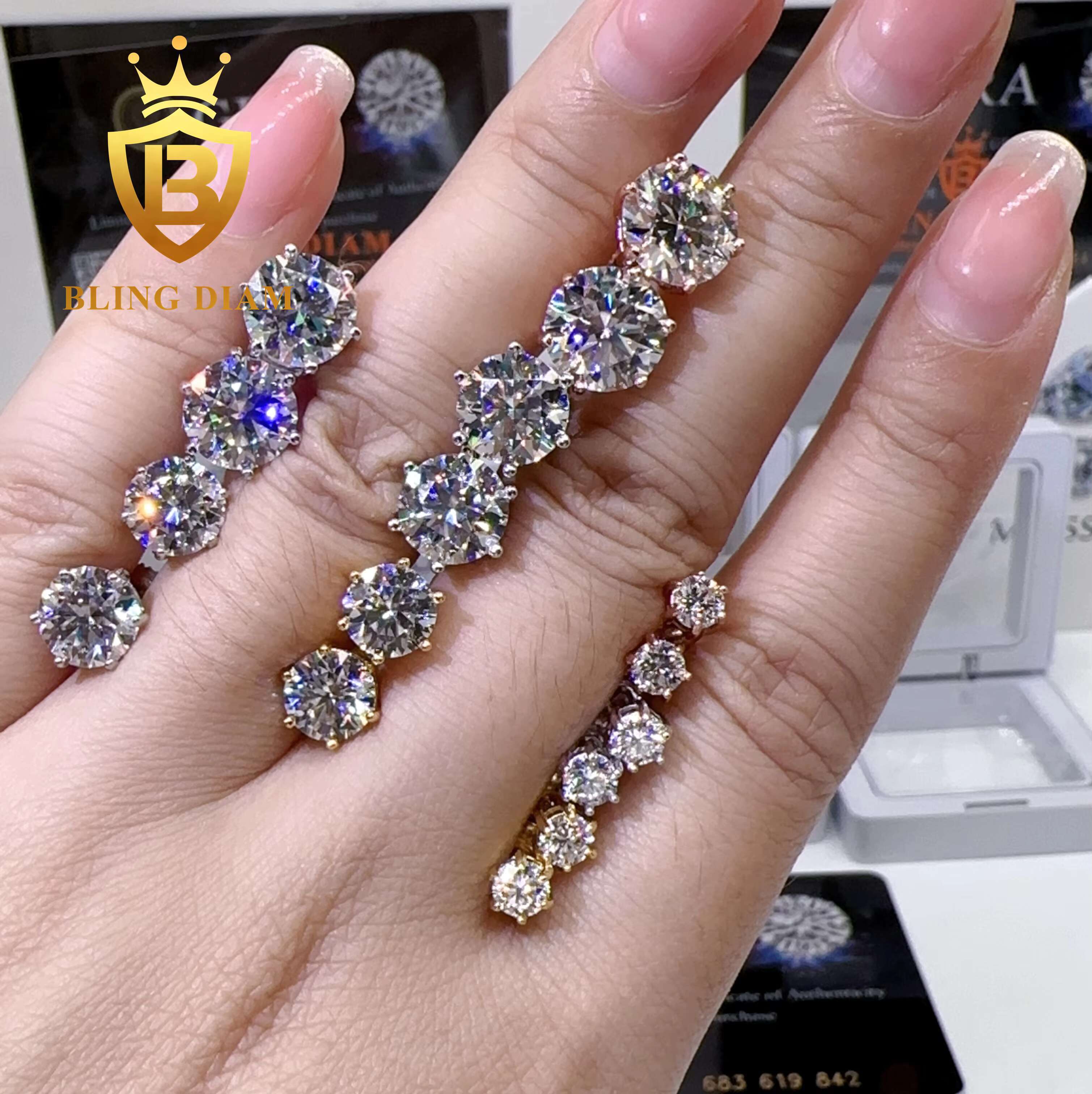 Dropshipping Pass Diamond Tester Sterling 925 Silver 6prong 4mm 5mm 6mm 7mm 8mm 9mm Moissanite Diamond Screw Back Stud Earrings
