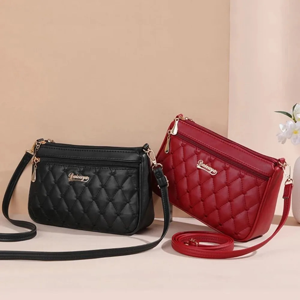 PU Leather Crossbody Bags Zipper New Fashion Shoulder Bag for Women Large Capacity Embroidery Thread Small Purse and Handbags R251110