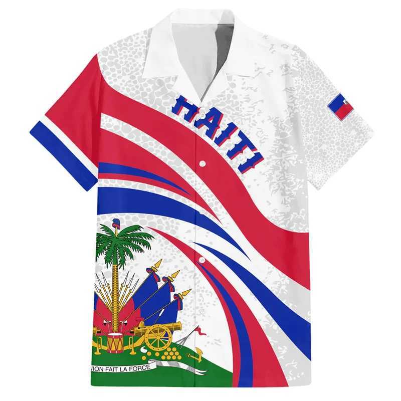 3D printed Hawaiian mens shirt Haiti Independence Anniversary Ayiti flag jacket arm shirt casual and fashionable womens top X250410