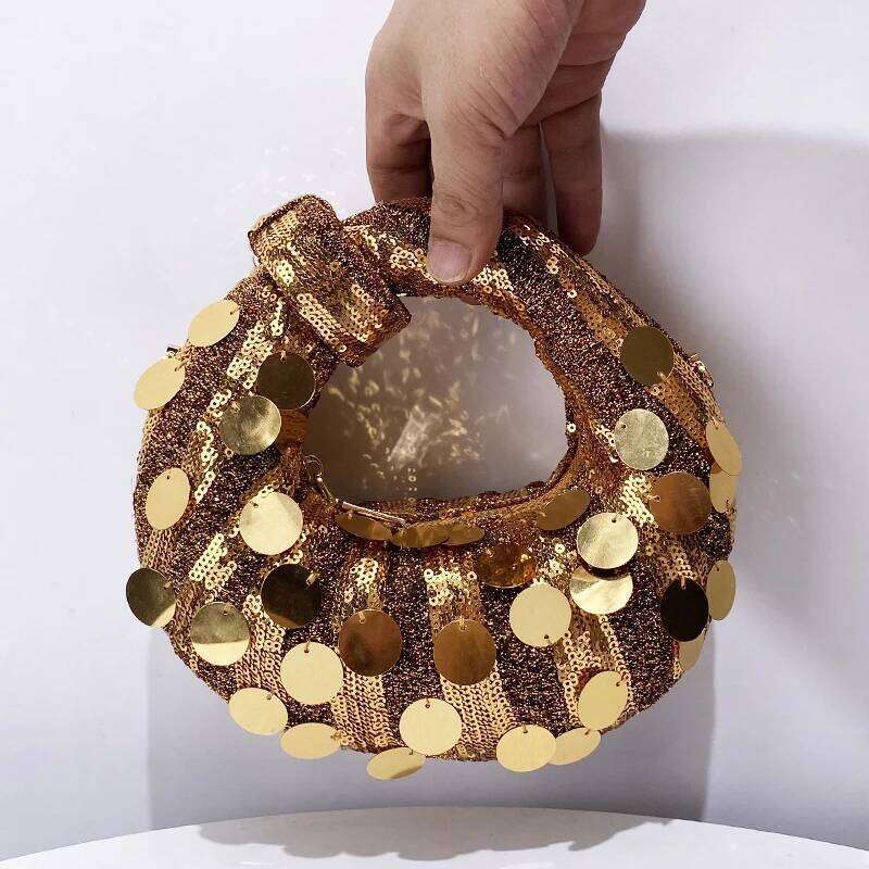 Mini Puffer Evening Bags For Women Luxury Designer Handbags Purses 2025 New In PVC Mosaic Shiny Disc Chain Strap Wrist Shoulder