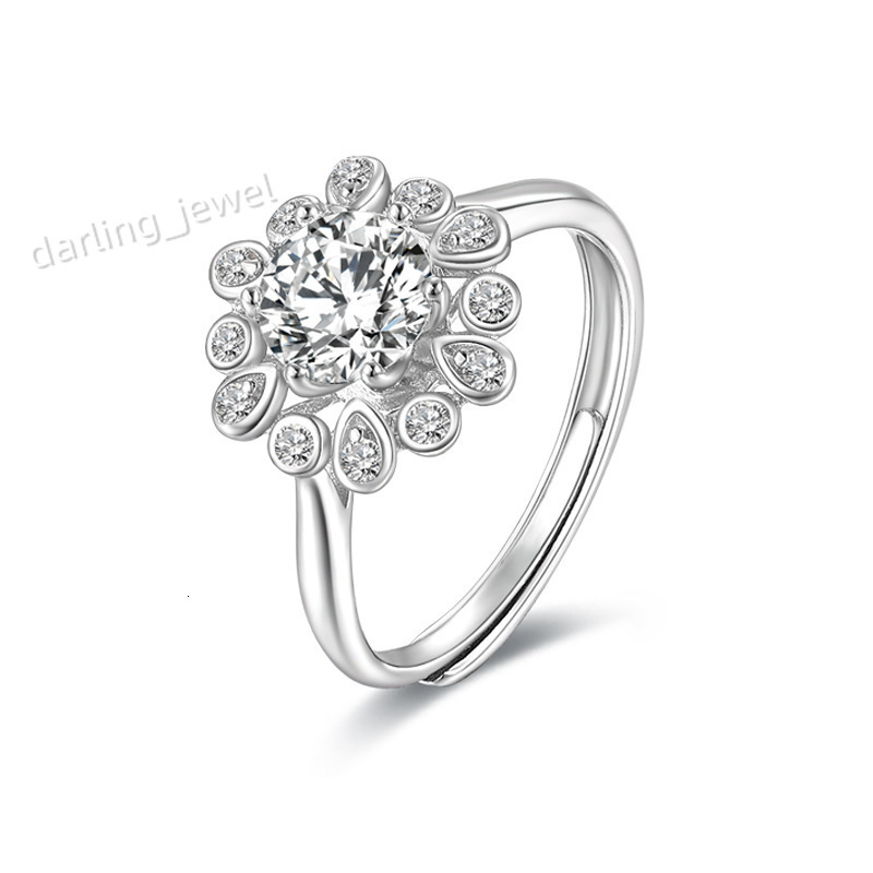 1 S925 Pure Silver Peacock Opening Moissanite Ring Korean Version Non Fading Accessory Ring