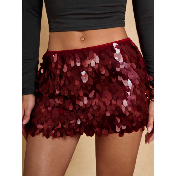 Women's Trendy Party 3D Sequin Mini Skirt, High Waist Slim Fit Short Skirt---D448