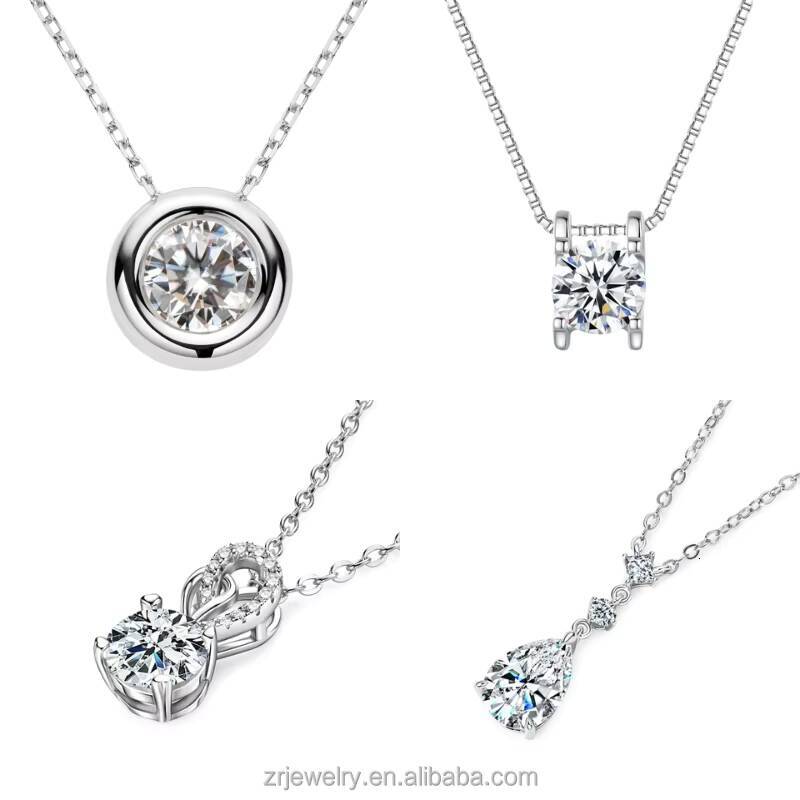 Classic Pendant Moissanite Necklace 925 Sterling Silver Chain Gra Certified VVS Moissanite Necklace