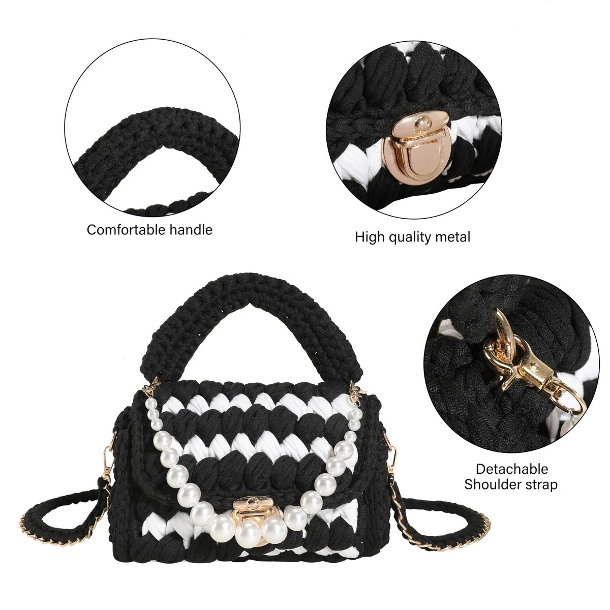 Women Handbag Woven Bag Knitted Shoulder y Knit Crochet Top Handle Lady Shopper Gifts 251110
