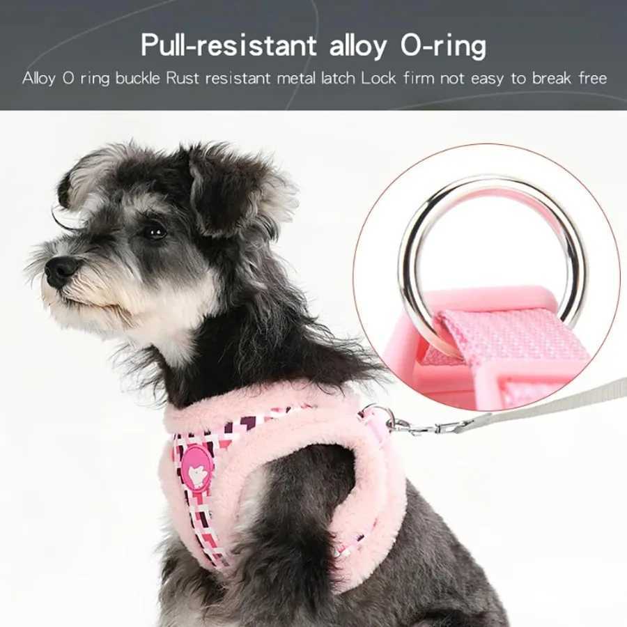Small Dog Harness and Leash Set Winter Warm Dog Vest Harness Soft Plush Padded Puppy Harness with Quick Release Buckles for Wal J251110