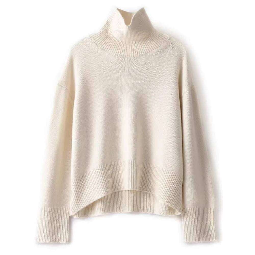Autumn And Winter New 100% Pure Cashmere Women's Thick Turtleneck Pullover Loose Knit Sweater