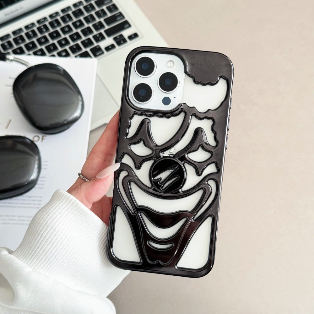 Simple Hollow Clown Phone Case Compatible with iPhone 17/16 Cartoon Shockproof iPhone 15/14 Pro Solid Color
