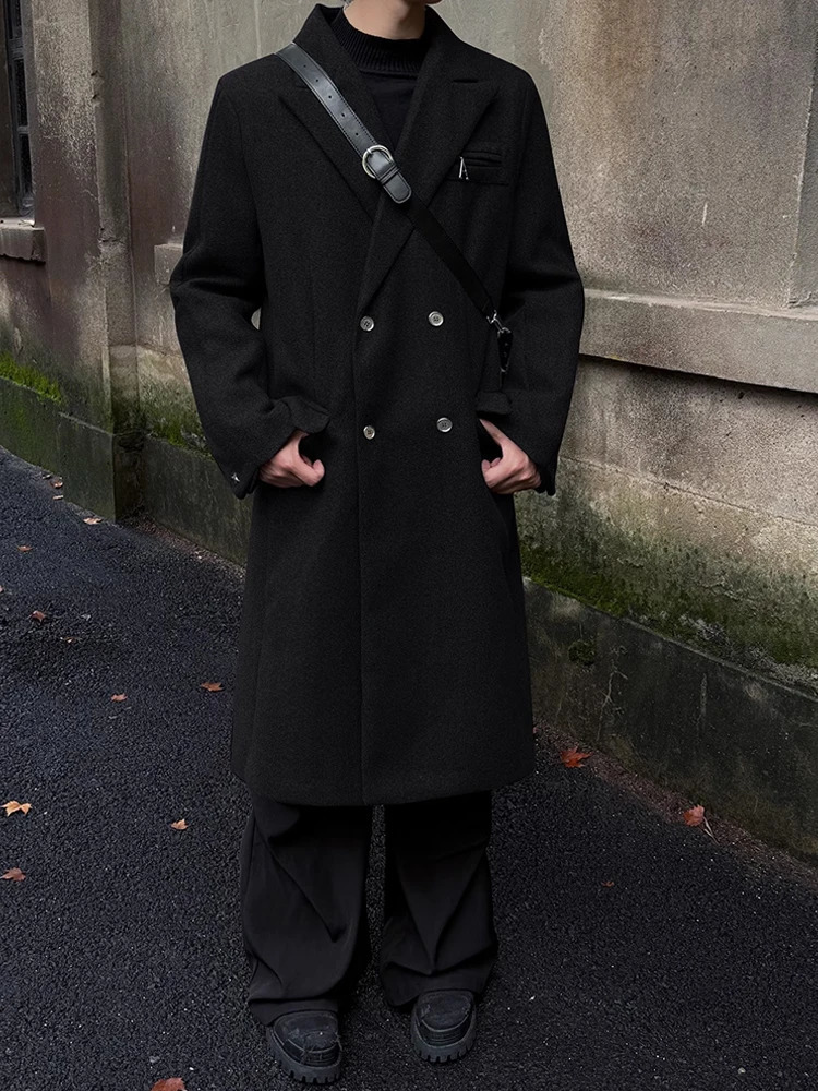 American Retro Mens Woolen Coat oulder Length MidLength Winter Cotton Lined HighEnd Tweed Sle Windbreaker Jaet 251103