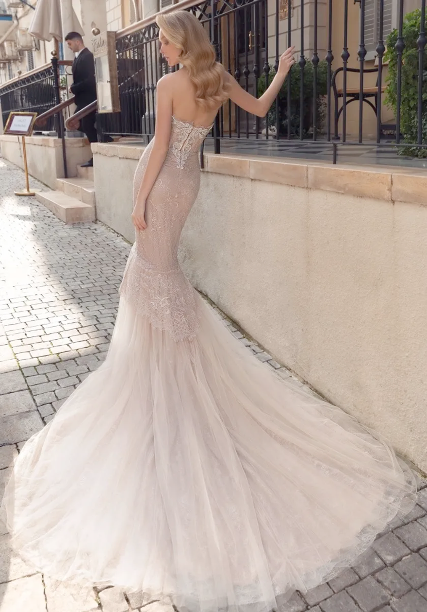 sexy nude mermaid wedding dresses sweetheart beaded corset lace wedding gowns with detachable long sleeve robes de marie