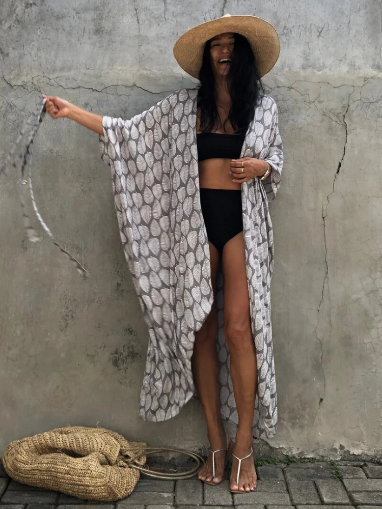 Bikini swimsuit womens printed beach kimono self waistband loose bag suit lifting 22 colors 250408
