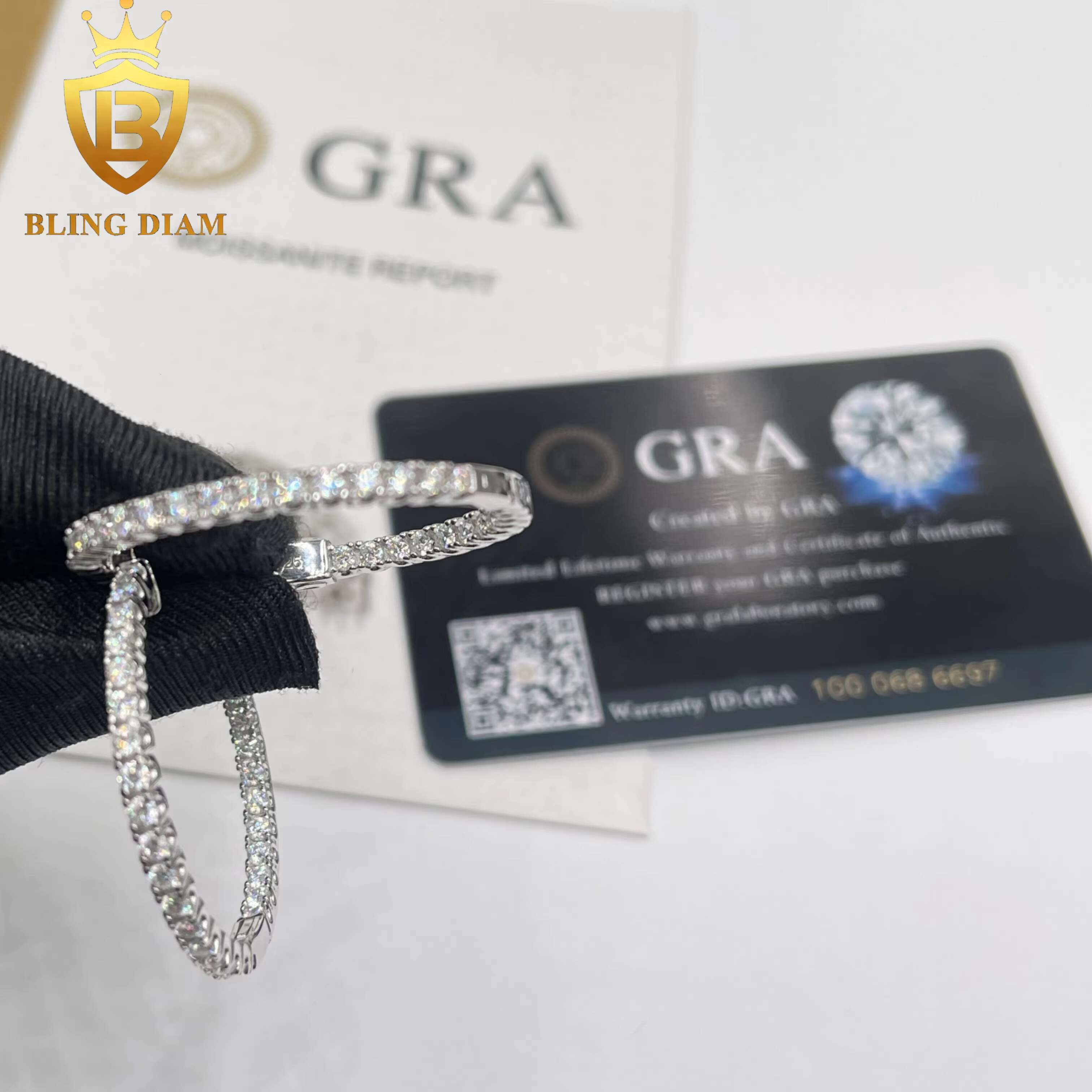 Factory Low Price Fashion Jewelry 925 Sterling Silver VVS Moissanite Iced Out Hoop Earrings for Women Gift