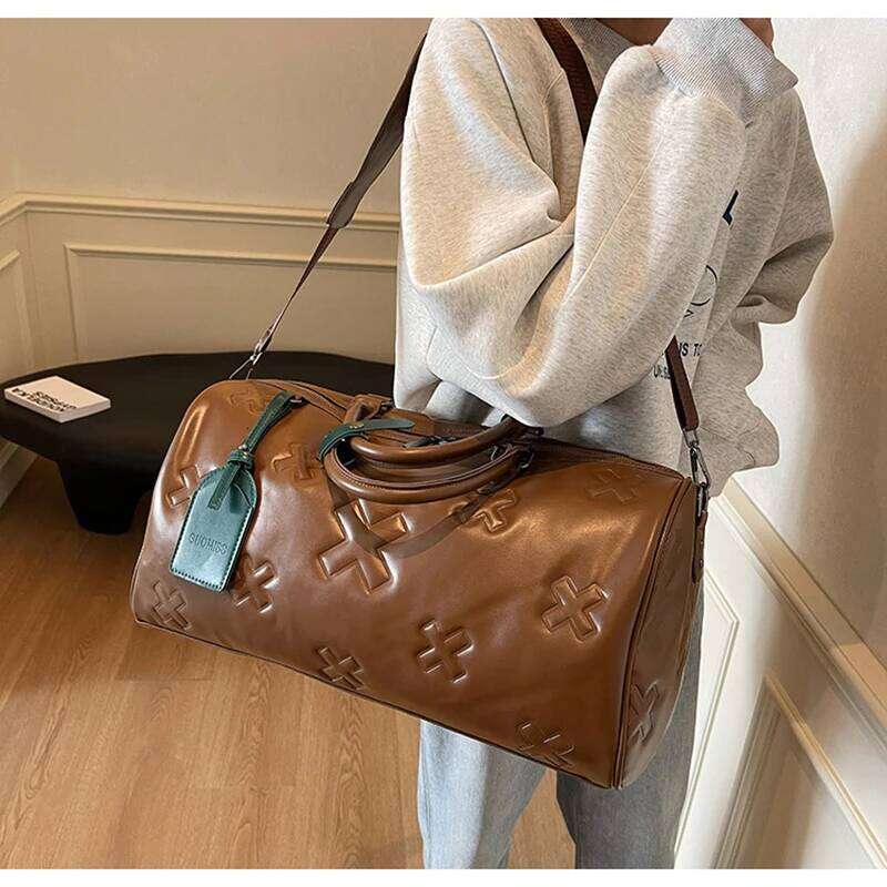 Fitness Luggage Fashion Travel Women Leather Yoga Gym Boston Handbag Outdoor Duffle Sports Suitcase Shoulder Tote Bag 46cm/21/23