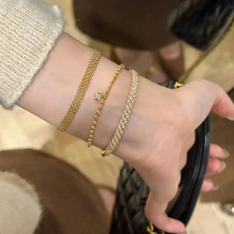 and High quality shiny Spiral bangles for women full diamond silver 925 two color retro charm bracelets jewelry 251103