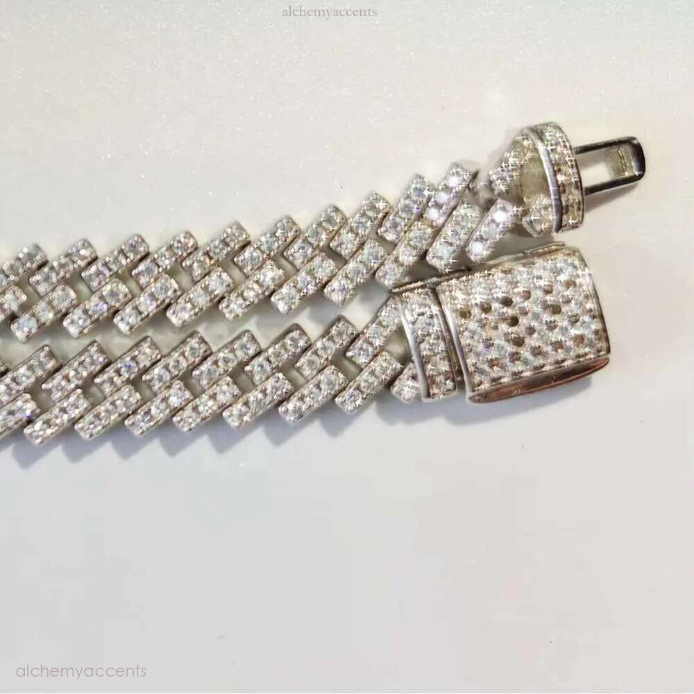 6MM Sterg Moissanite k Punk Cuban Chain Hip Hop Sier Necklace Bracelets