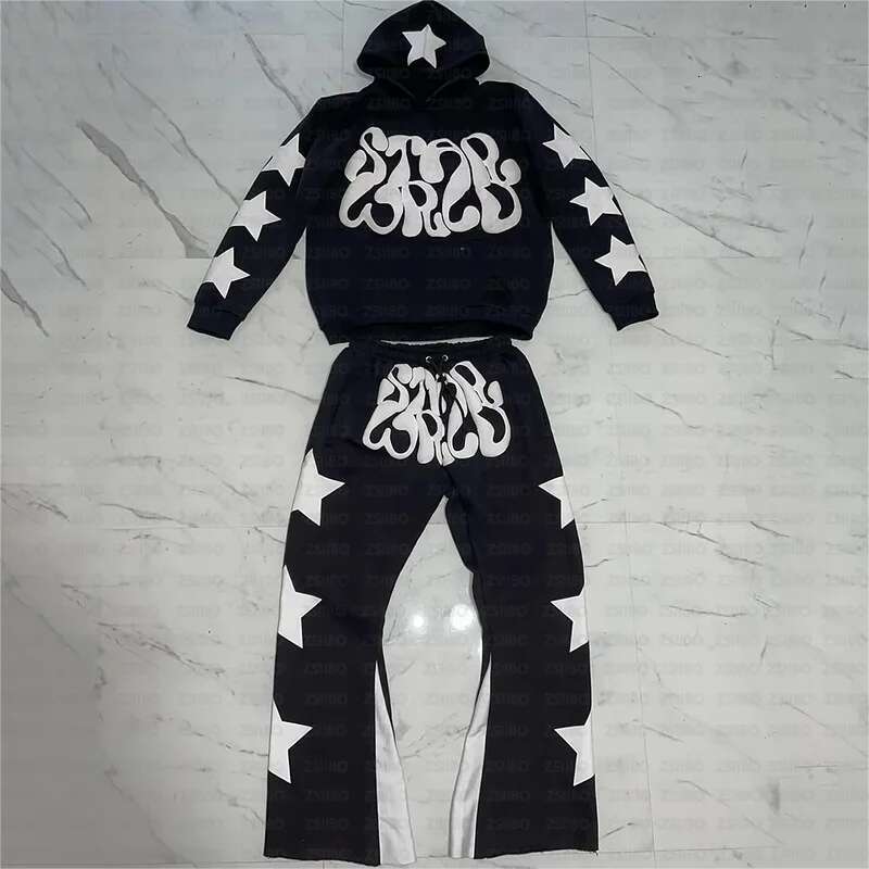 Fashion Star Letter Printed Long Sleeved Hooded Sweatshirt Y2k Hoodie Women Clothing Coat Top Jacket Pullover Sweatpant