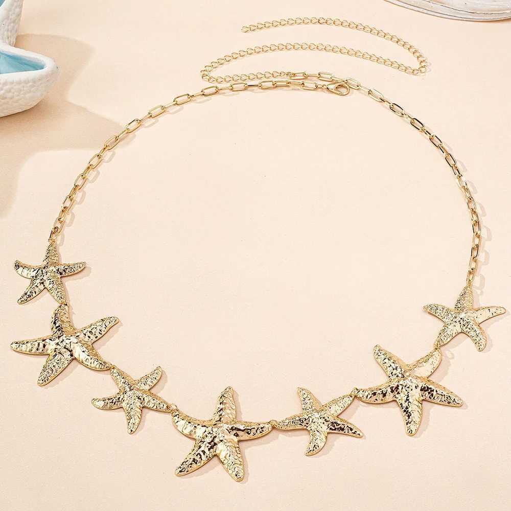 Fashionable and sexy beach gold metal starfish waist chain Wens ocean vacation style belly chain body jewelry X250410