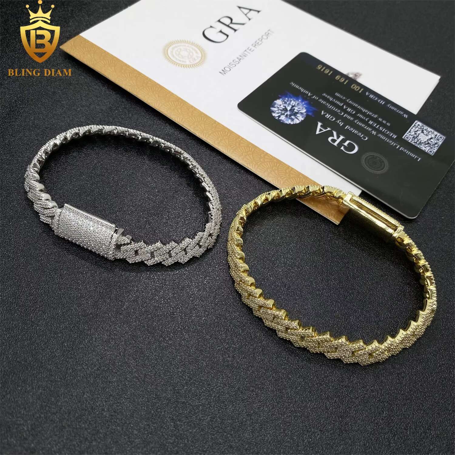 10mm Hip Hop Miami Jewelry 925 Sterling Silver Vvs Moissanite Cuban Link Chain Bracelet Necklace Promotions and Discounts