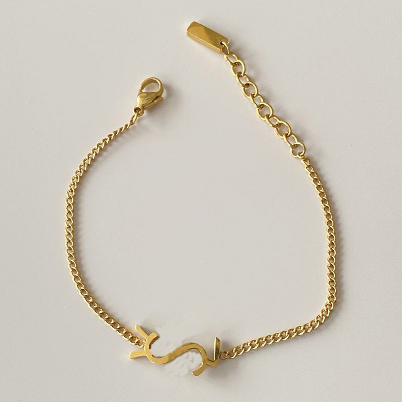 Gold Silver Color Women Designer Bracelets Necklaces Minimalist Letter Simple Pendant Couple Bracelets Fashion Sets Wholesale