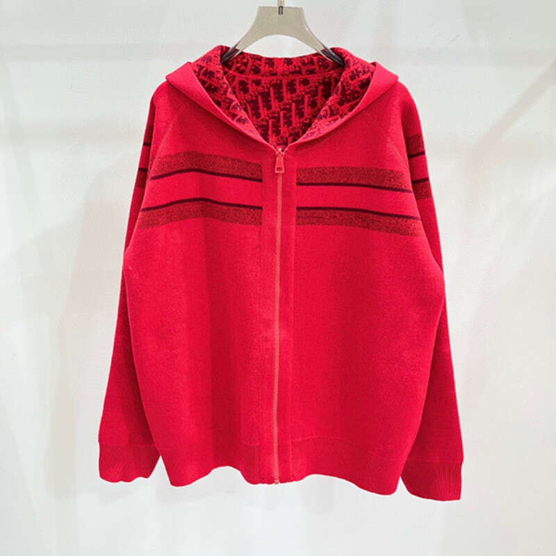 High Version In Stock Wholesale Autumn Winter New Double-Sided Elderly Flower Knitted Hooded Wool Fleece Zipper Cardigan Jacket