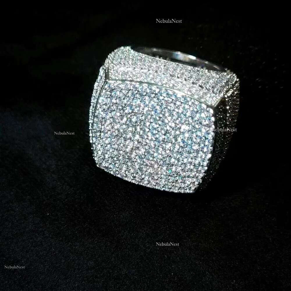 Moissanite Iced Out Rings Men Gold Plated Sterg Sier Dia Hip Hop RingFashion Fine Jewelry Vvs