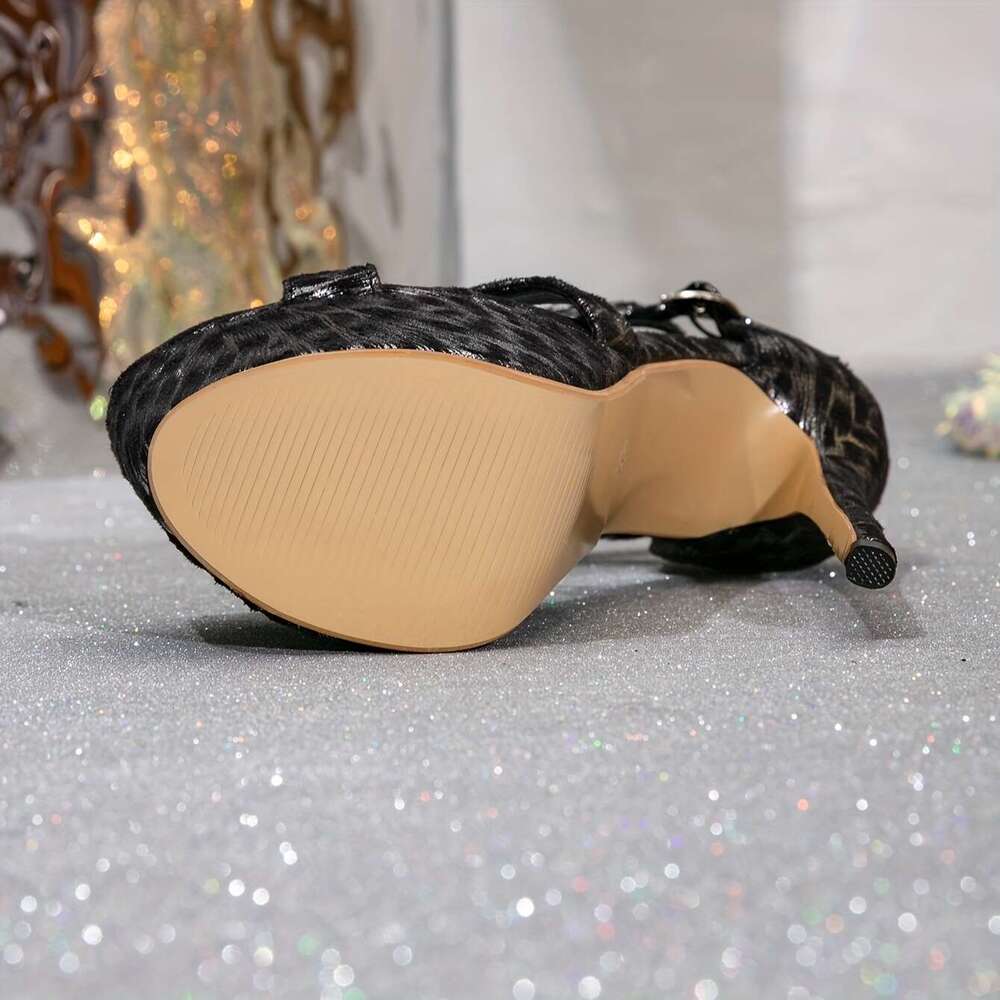 2025 New Fashionable Sexy Leopard Print High Quality Platform Women's Sandals