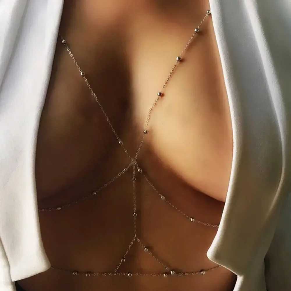 Rave Fashion Simple Chest Chain Necklace Bikini Jewelry Accessories Hot Summer Sexy Bra for Wens Fem Underwear Top Gift X250410