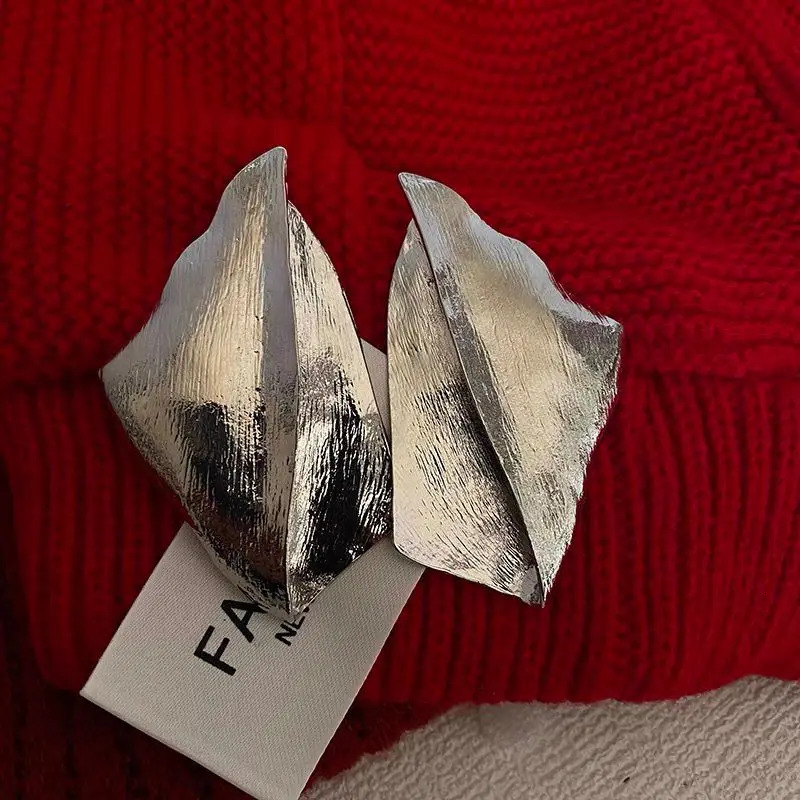 FFLACELL Trend Exaggerated Irregular 7CM Square Stud Earrings for Women Girls Retro Geometric Metal Fashion Party Jewelry 250409